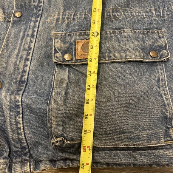 Vintage Carhartt Denim Chore Coat Mens XL Quilted Lined Made USA C45DST 90s - Picture 9 of 11